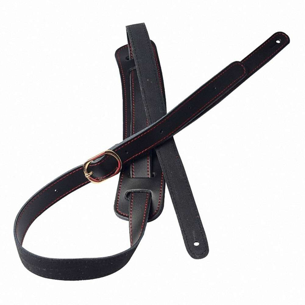 P??P Deluxe Vintage Adjustable Heavy Duty Leather Guitar Strap - Black