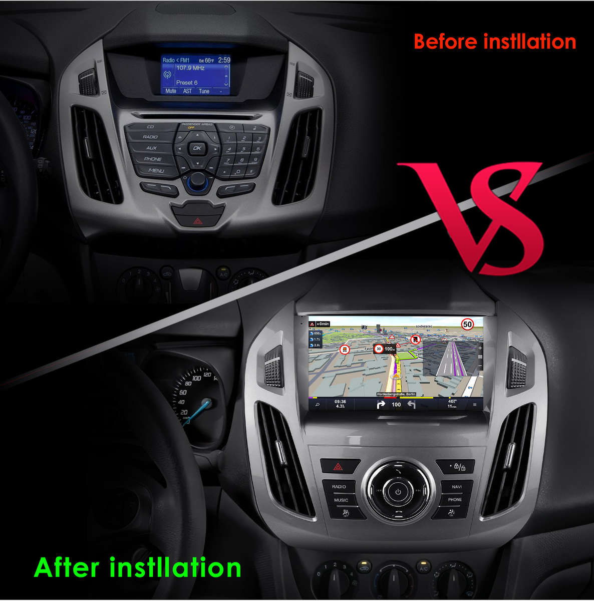 8Core For Ford Transit Connect 2014-2018 Car Radio Android13 GPS Navi Stereo DSP
