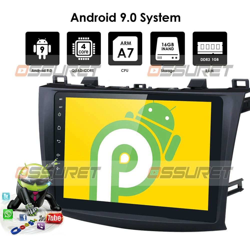 For Mazda 3 2010-2013 Car Radio 9" Android 9.0 2Din GPS Navi Stereo Wifi DAB+Cam