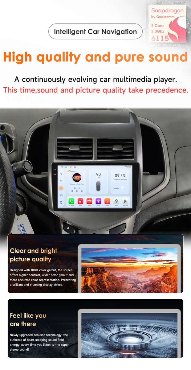 8Core CarPlay For Chevrolet Aveo Sonic 2011-15 Android 14 GPS Radio Stereo 4+32G