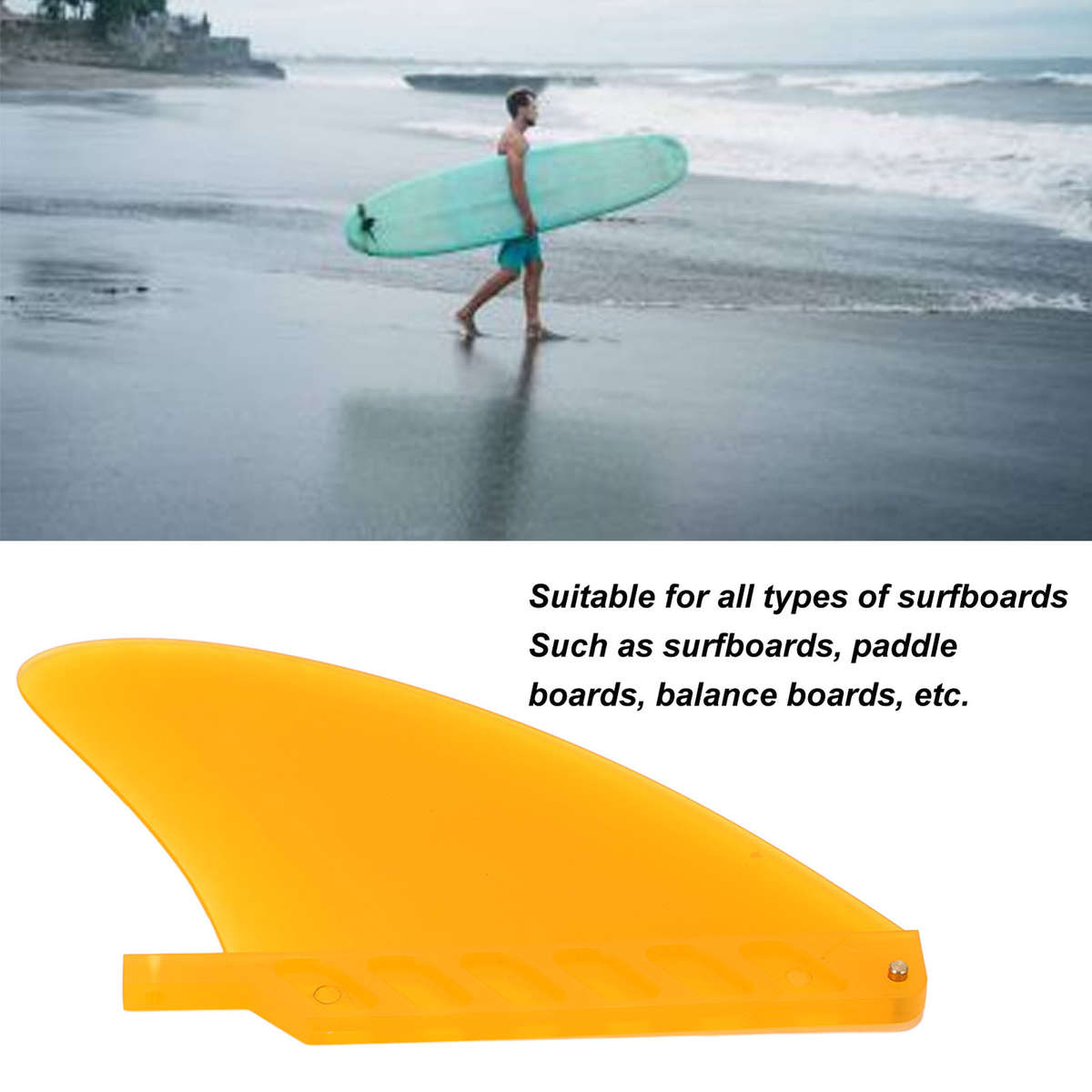 4Inch Surfboard Fin PVC Longboard Paddle Board Large Tail Fin Accessory CW