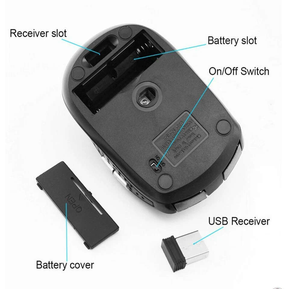 Optical Mini Gaming Mice 2.4GHz Wireless Mouse USB Receiver For Laptop PC