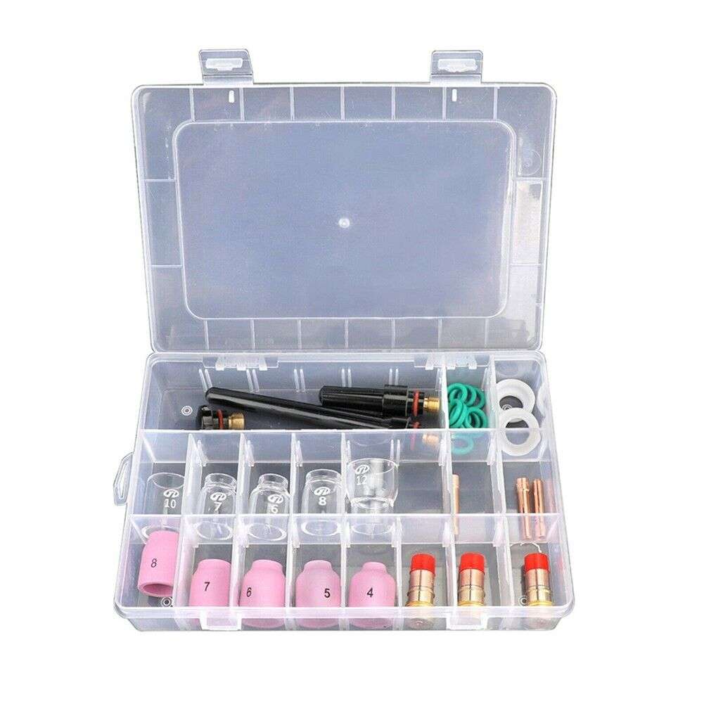 31PCS TIG Welding Torch Gas Lens Nozzles Tungsten Electrode Kit For WP17/18/26