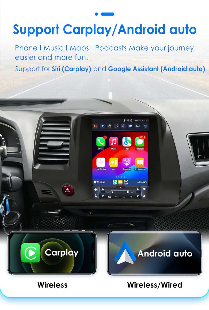 9.7" Screen For Honda Civic 2006-2011 CarPlay Stereo Radio 8Core Android 14 GPS