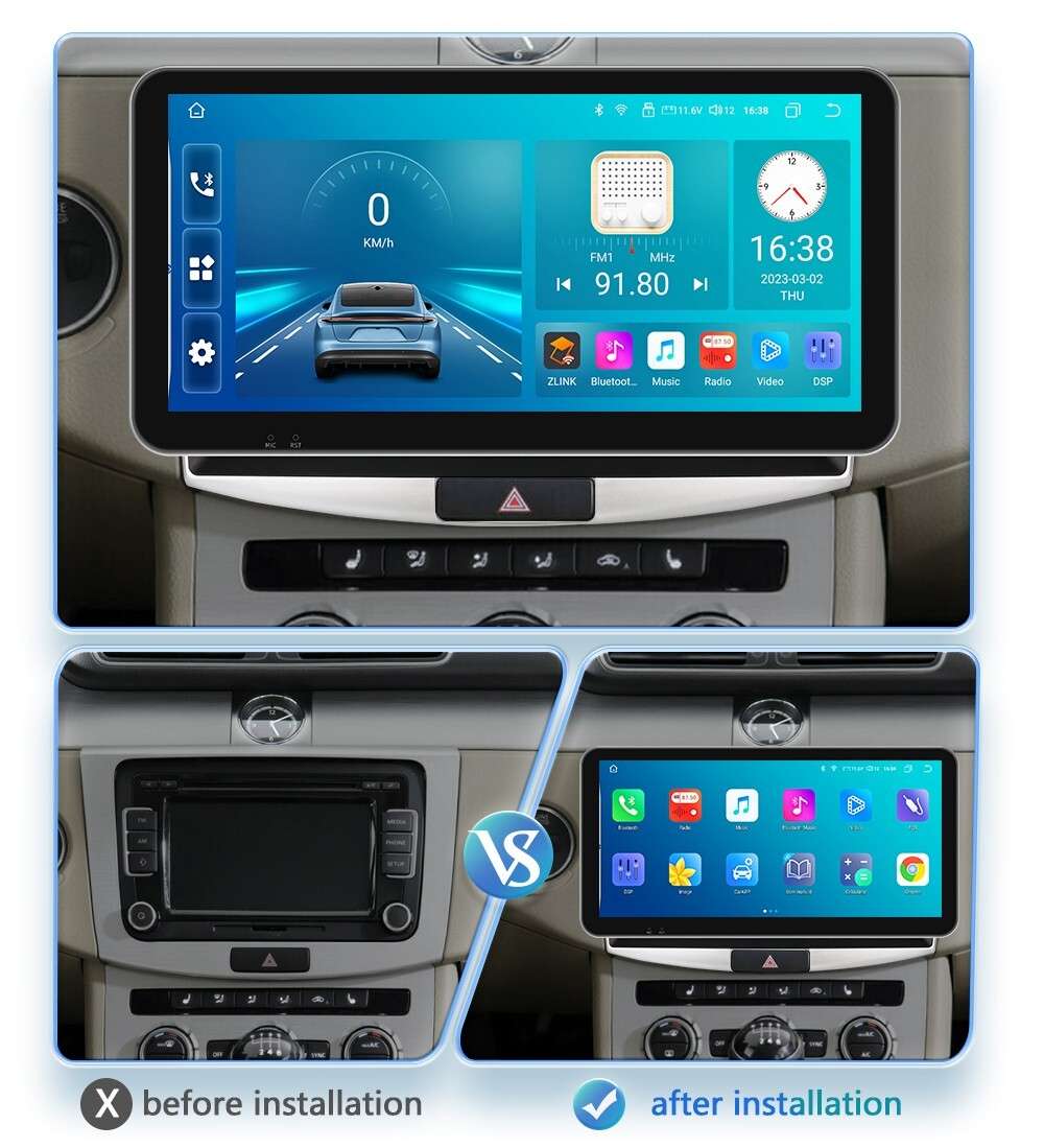 10.33" For VW Passat B7 Radio DSP Android 12 GPS Navi CarPlay Head Unit 4G+32GB
