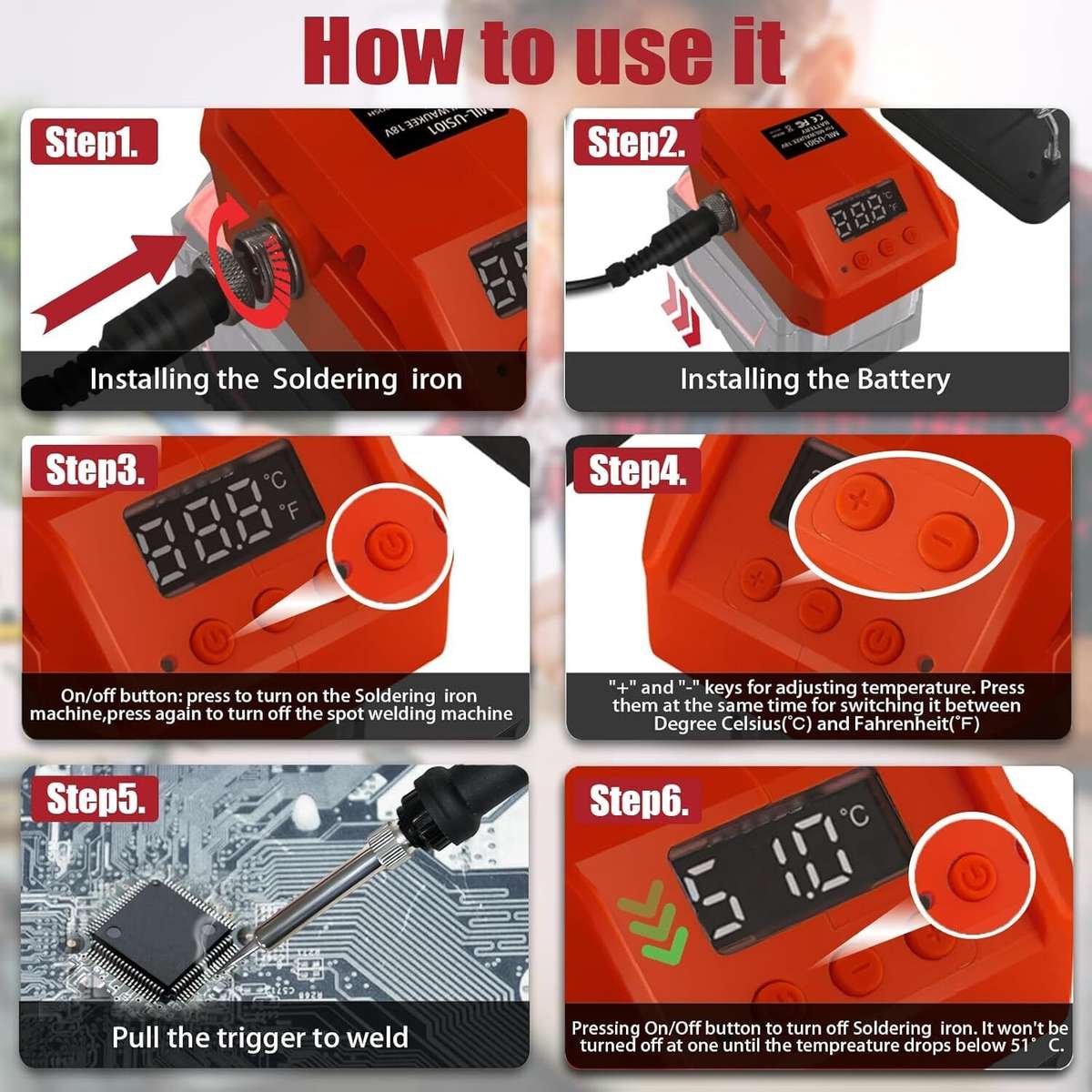 Cordless 60W Electric Cordless Soldering Iron LCD Welding Tool For Einhell 18V