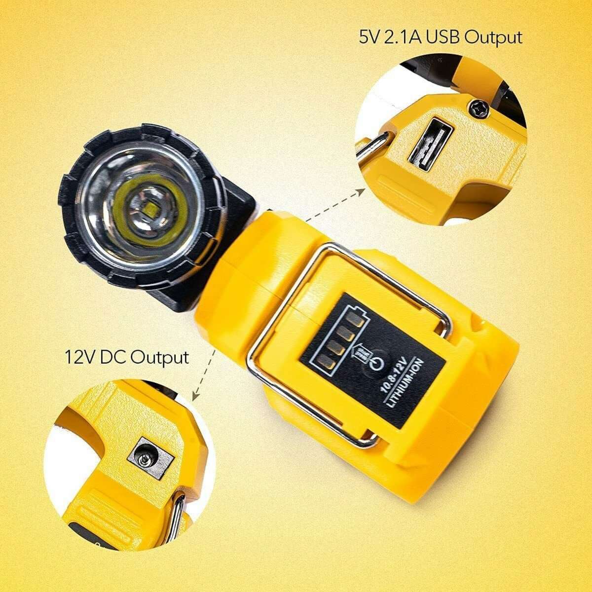 LED Work Light Electric Spotlight Flashlight For DeWalt 12V MAX Li-Ion Battery