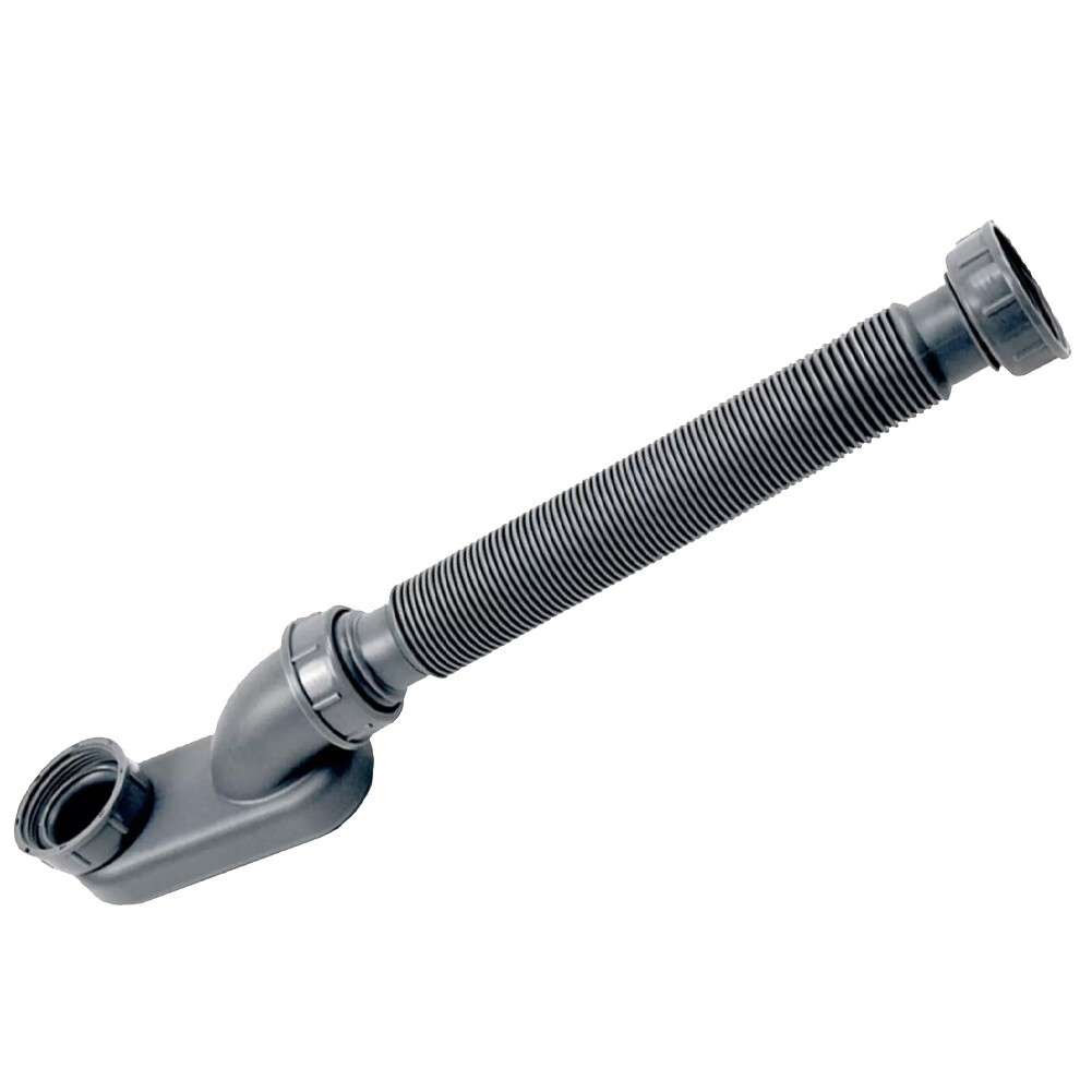 Low Profile Flat P Trap Flexible Drain Pipe Bathtub Shower Water Hose-Plumbing