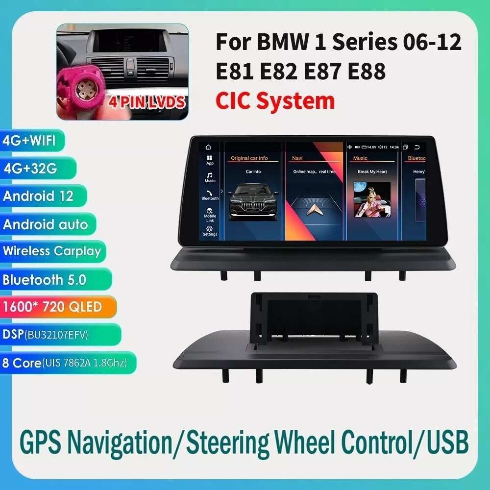 ANDROID STEREO RADIO CARPLAY GPS 10.33" FOR BMW 1 SERIES E88 E82 E81 E87 2008-12