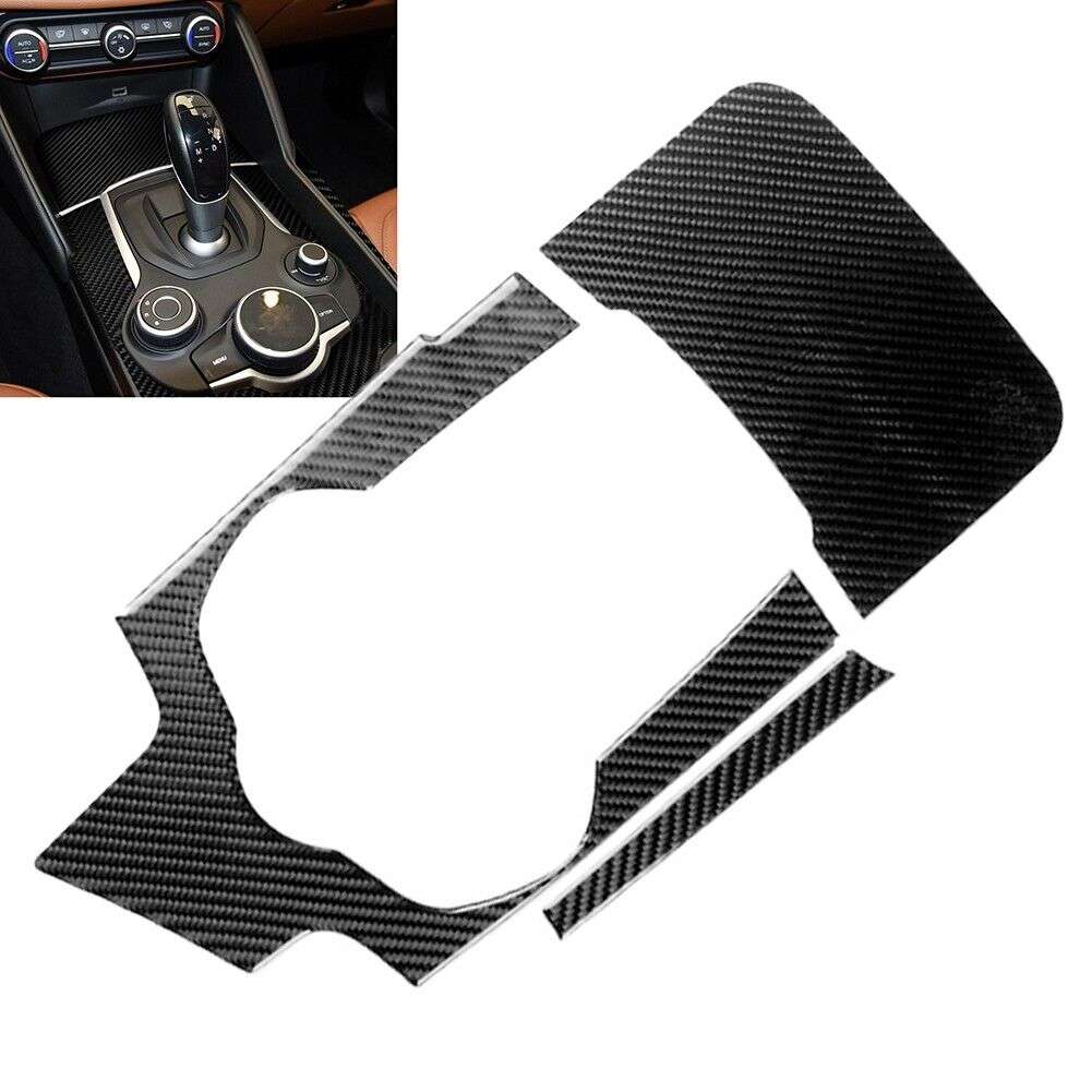3pcs Carbon Fiber Style Console Panel Trim Cover For Alfa For Romeo For Giulia