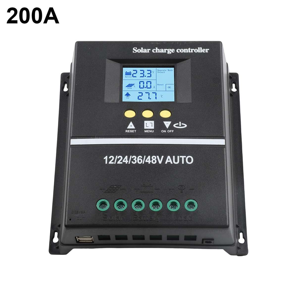 200A MPPT Solar Charge Controller With Dual USB Ports For Multiple Devices