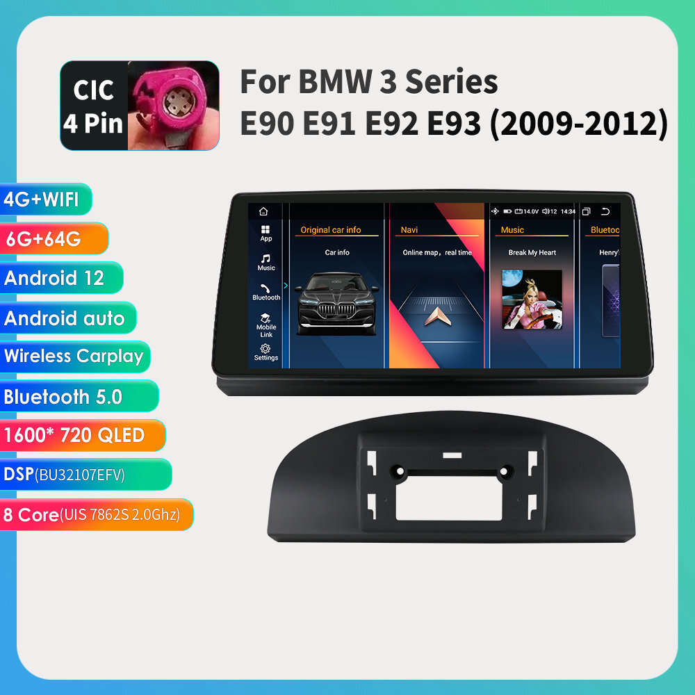 10.33"Android 12 Carplay Stereo GPS Radio IPS for BMW 3 Series E90 E92 2009-2012