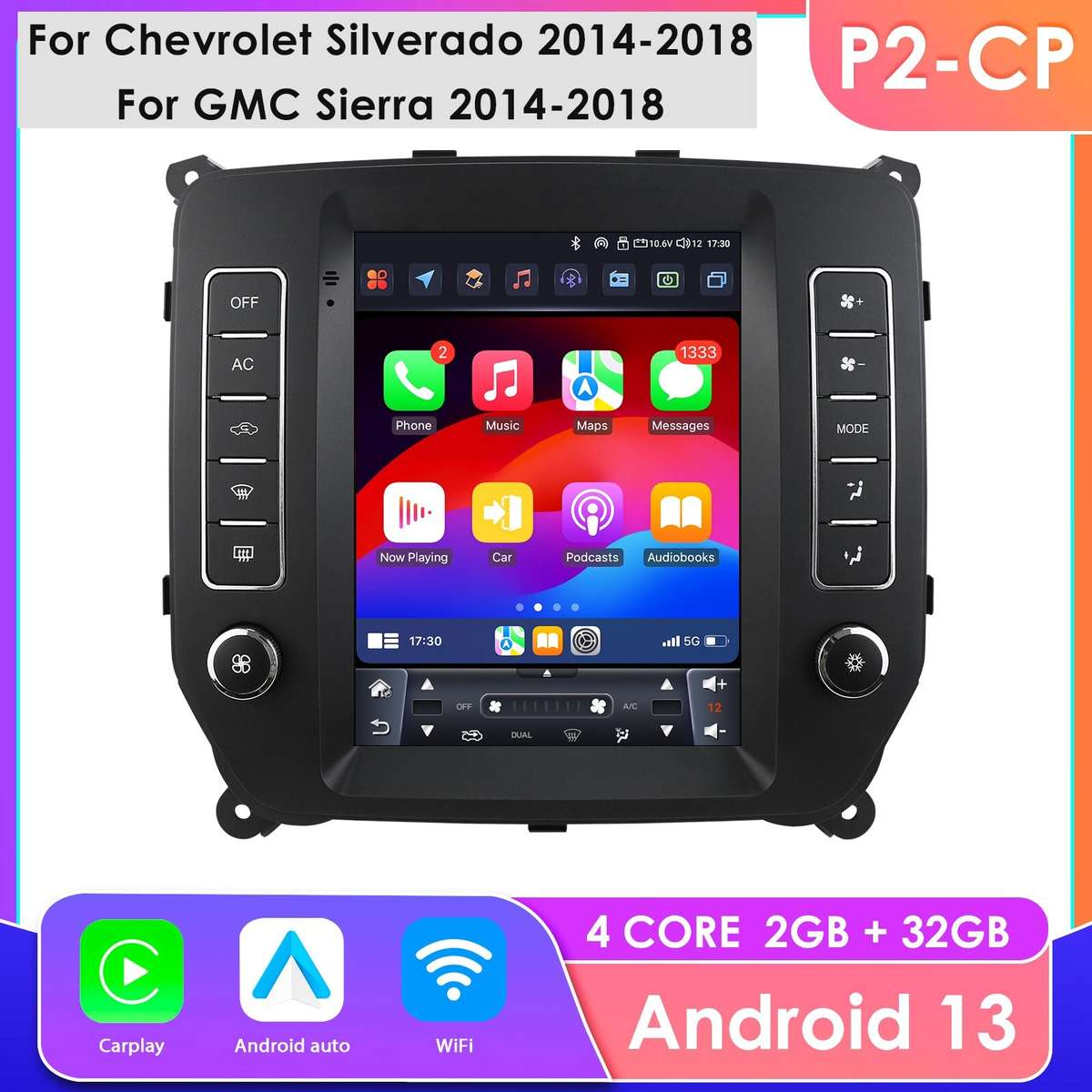 9.7" For Chevy Silverado 2014-2018 GMC Sierra Android 13 Car Radio GPS Navi 32GB