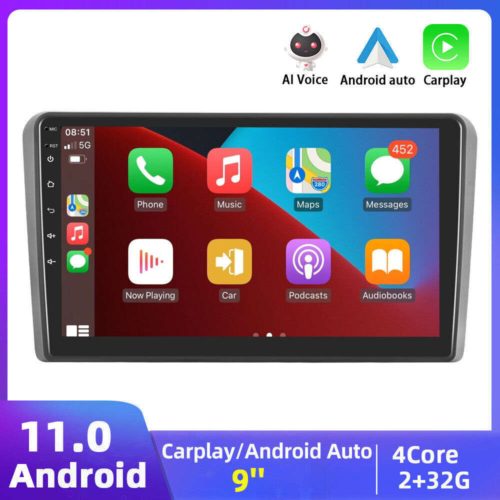 Wireless CarPlay Android Radio for Audi A3 S3 Quattro 2003-2012 Car Stereo 2+32G