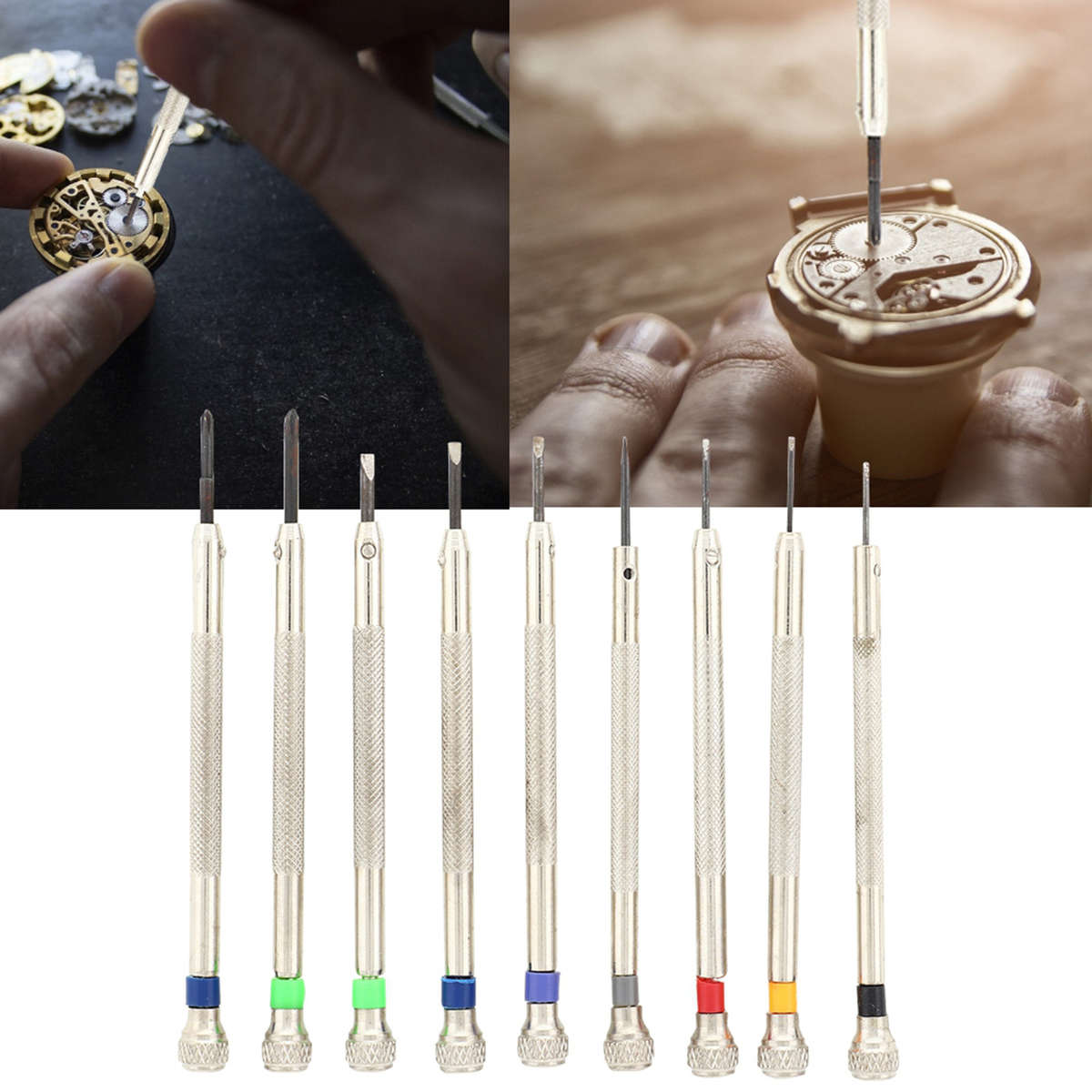 9Pcs 0.8mm?2.0mm Watch Screwdriver Kit Tools For Watch Repairing CHW
