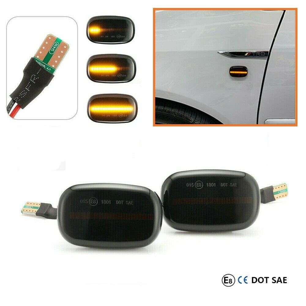 2*Dynamic Smoked LED Side Marker Lights Lens Fender For Toyota SR5 for VIGO