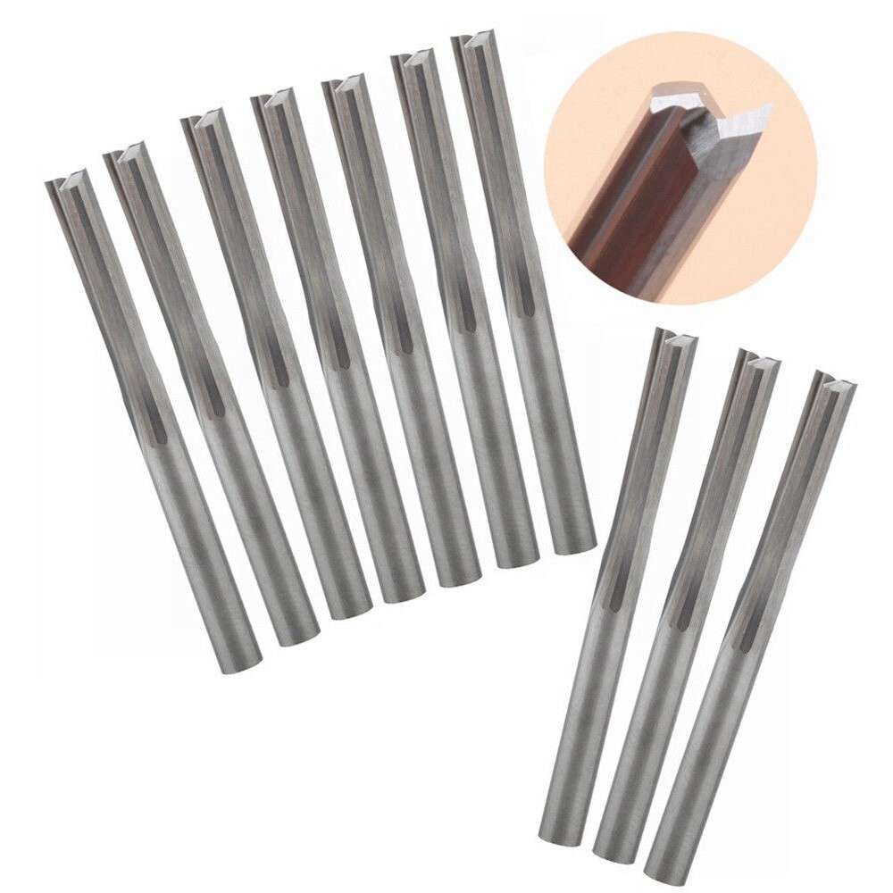 10PCS Solid Carbide End Mill 3.175mm 1/8 Shank 2 Straight Flute CNC Router Bit