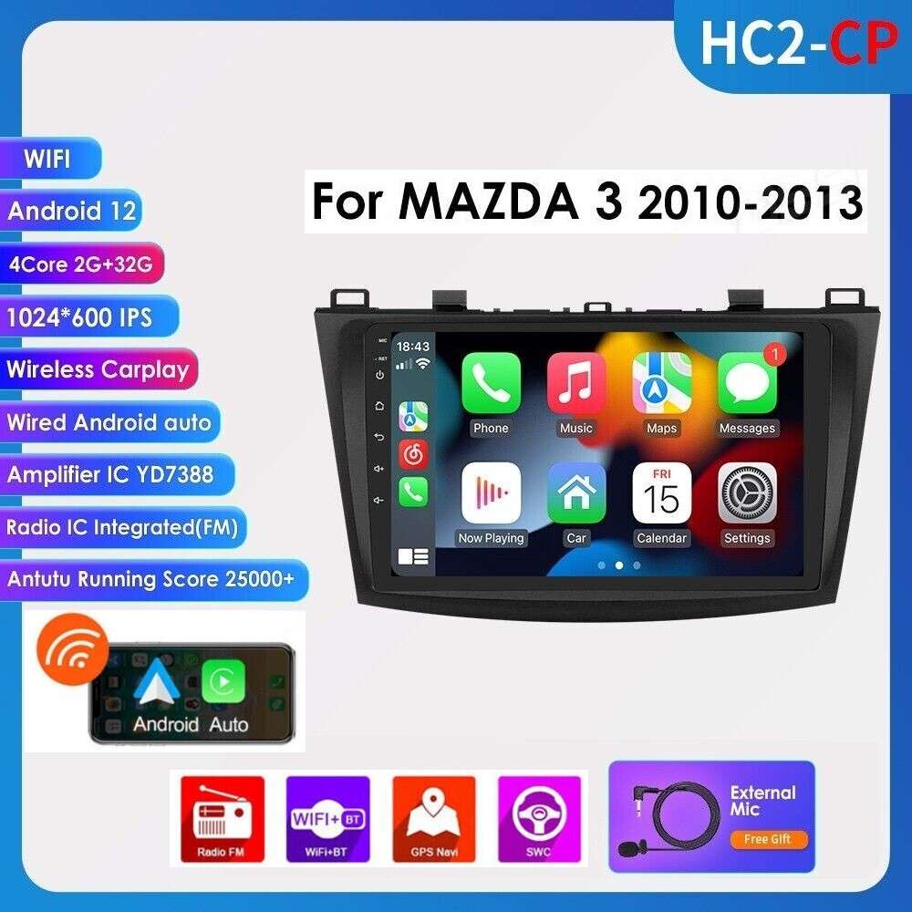 Android 13 Auto CarPlay Radio Stereo 9" For Mazda 3 2010 2011 2012 2013 GPS Navi