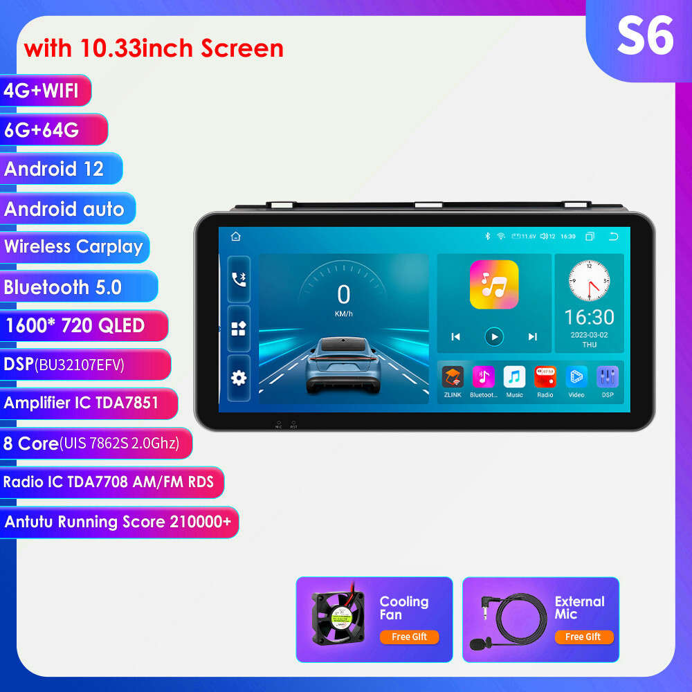 10.33" Android 12 8Core CarPlay Car Stereo Radio 6+64GB for Mazda 3 2004-2009 AI