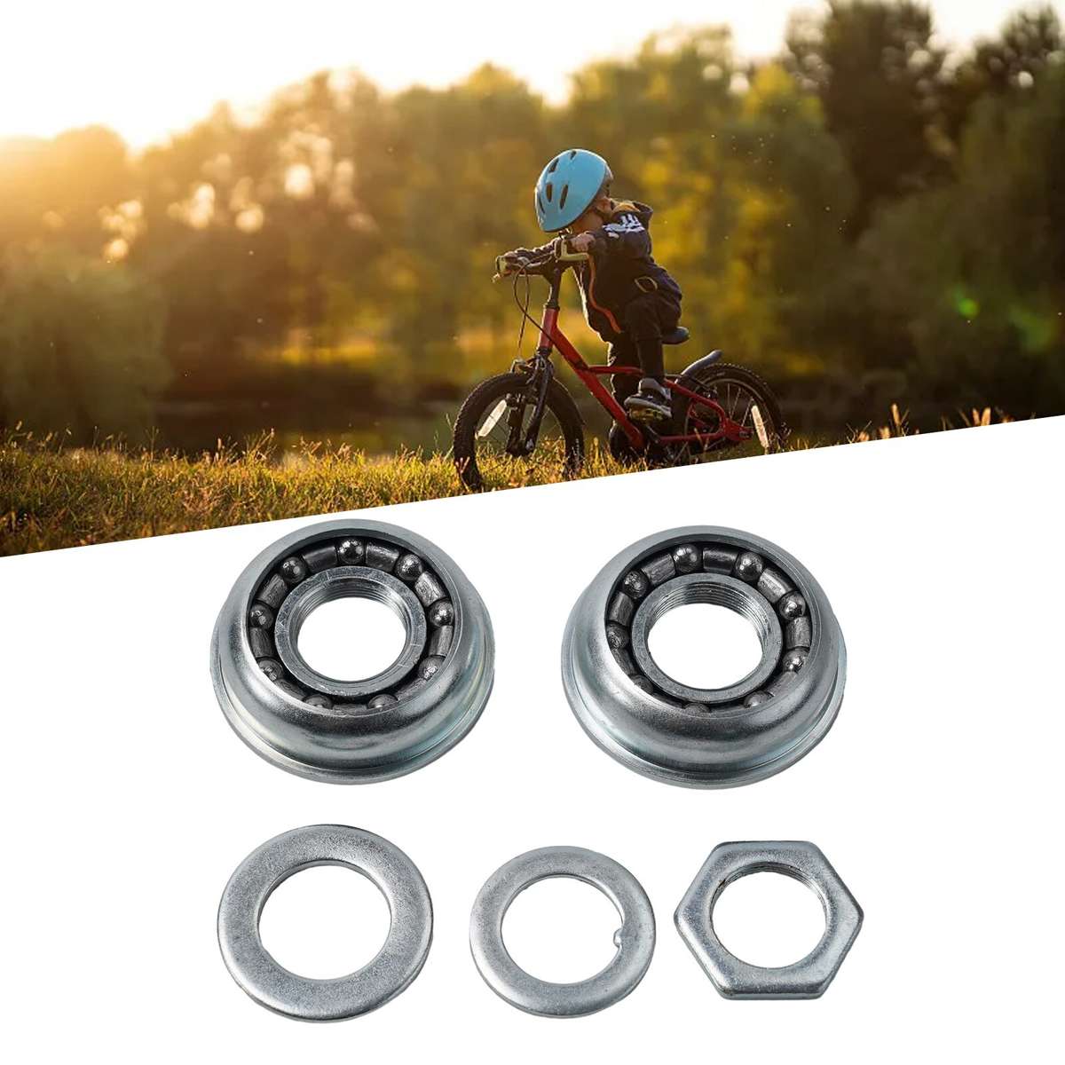 Bike Bicycle Bottom Bracket BB Cup Bearing Set For Large Shell 1 Piece Crank