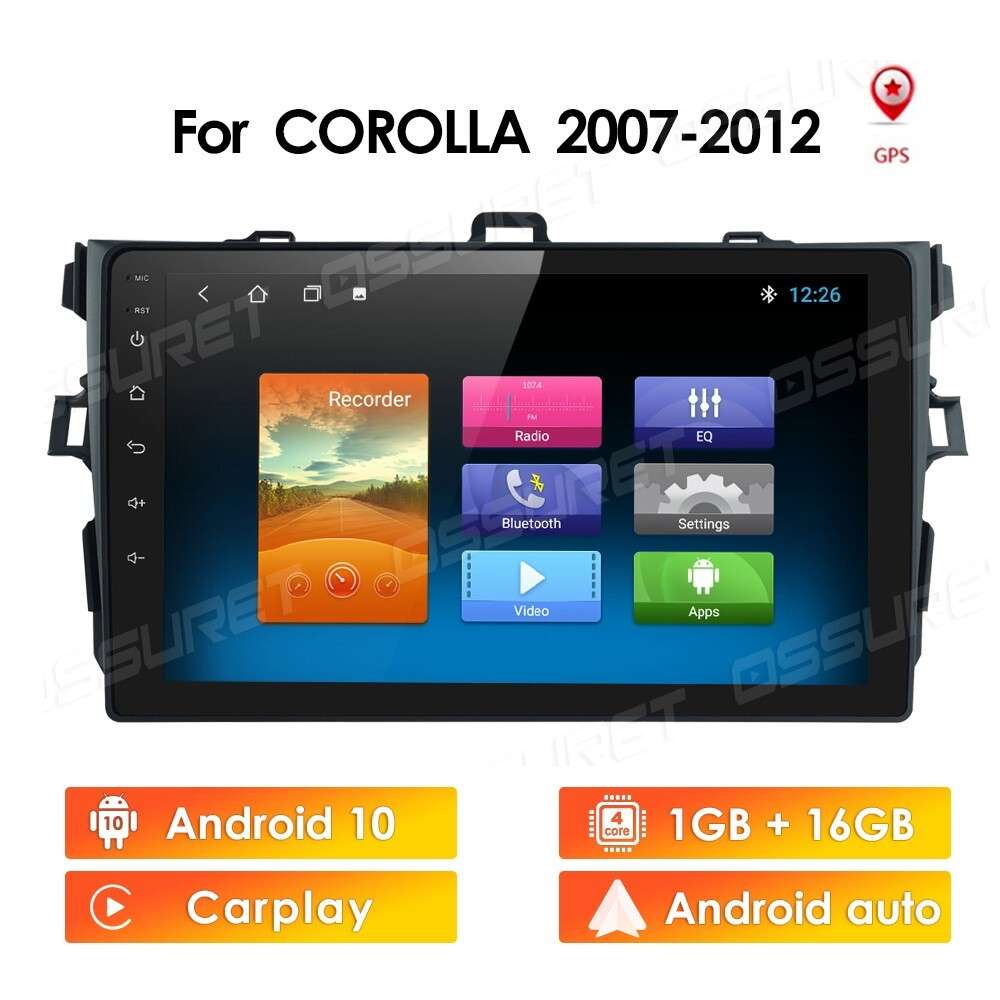 9" Car Radio Player For Toyota COROLLA 2007-2012 Android 10 GPS Navigation WiFi