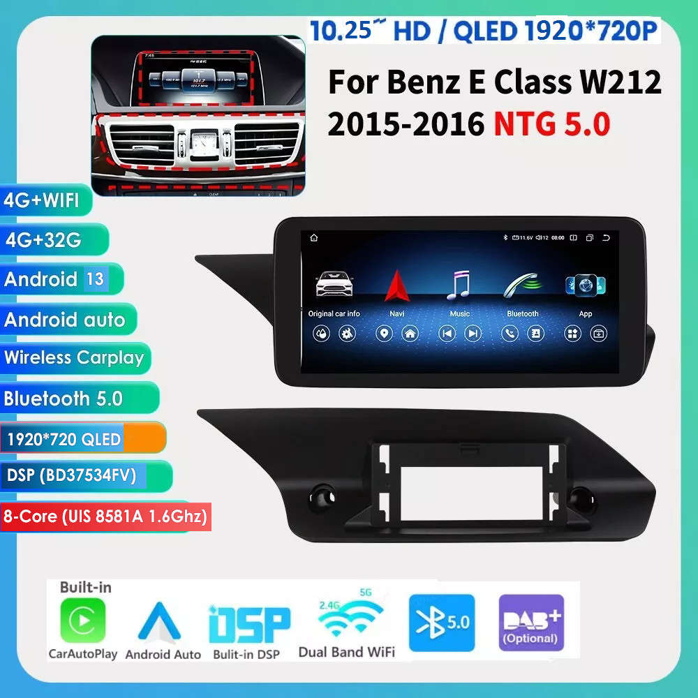 8-Core CarPlay Radio GPS 4+32GB for Mercedes Benz E Class W212 E300 E350 NTG 5.0