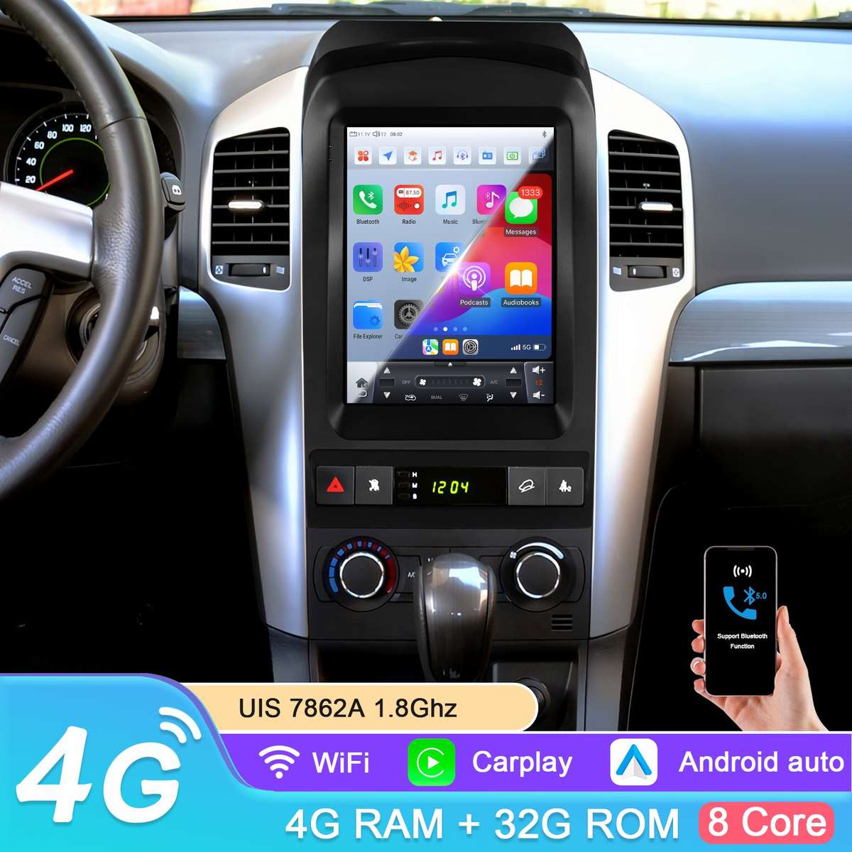 9.7" For Chevrolet Captiva 2006-2012 Android 13 Car Carplay GPS Stereo Radio DSP