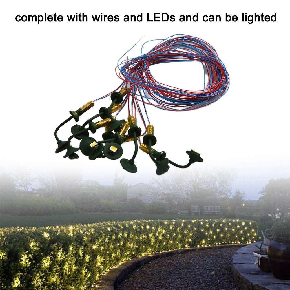 10 X OO / HO Scale Street Bracket Light Model Wall Lamp Posts LED Building