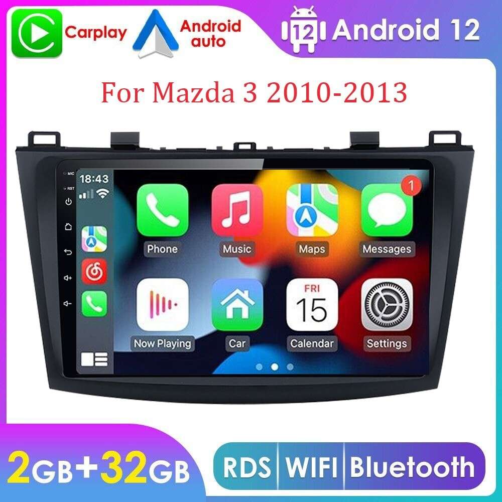 For Mazda 3 2010-2013 Android 12 9" Car Play Stereo Radio Head Unit GPS Nav SWC