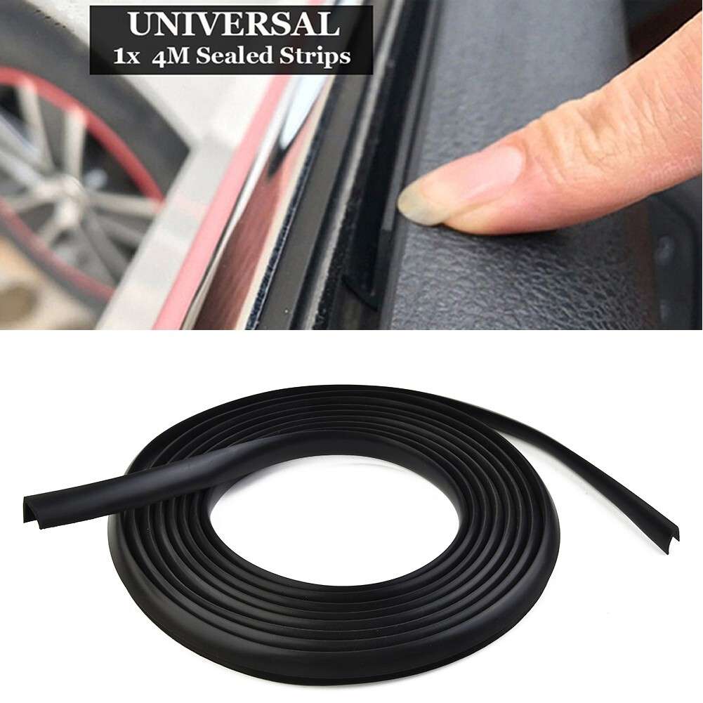 4m V-Type Car Seal Strip For Auto Car Side Glass Rubber Black Parts