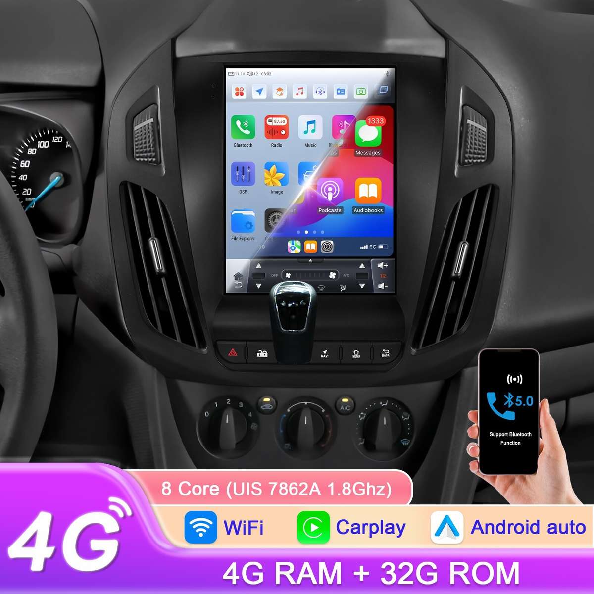 For Ford Tourneo Connect/Transit Connect 2013-2018 Carplay 9.7''GPS Stereo 8Core