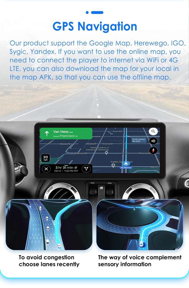 12.3" Android 13 Car Play Radio Stereo GPS 8Core For Jeep Wrangler JK 2011-2018