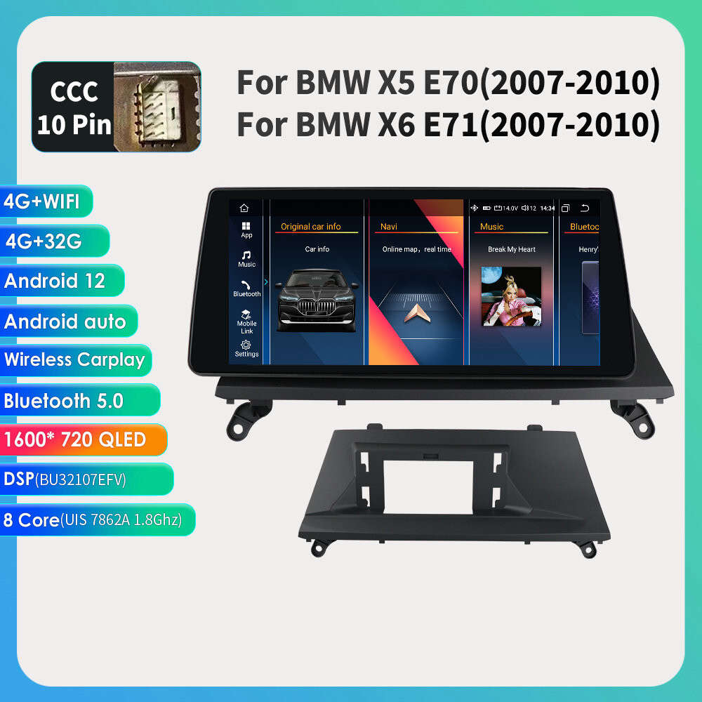10.33" Android 12 Car GPS Radio Stereo Navi AM For BMW X5 X6 E70 E71 CCC 2007-10