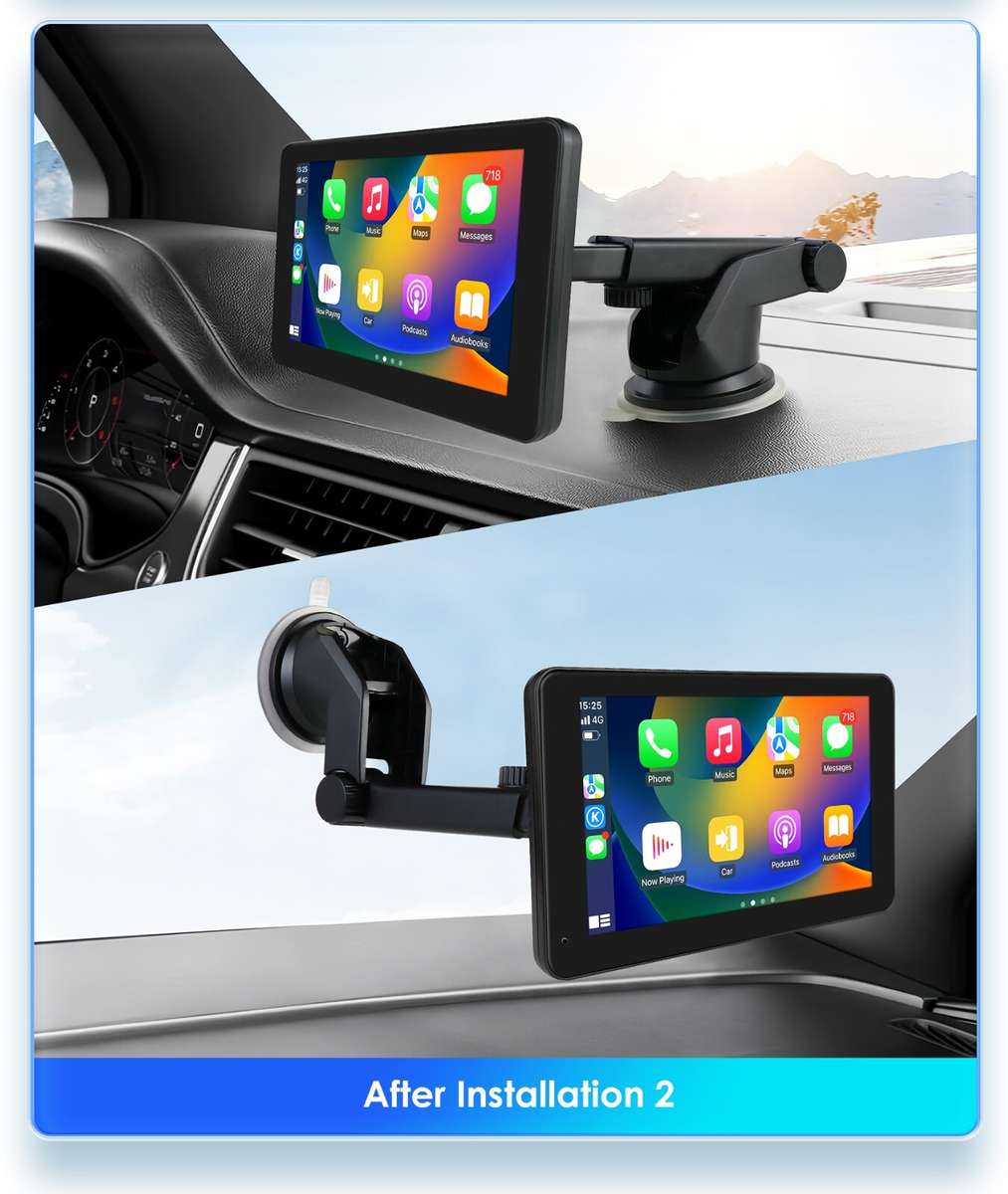 7" Adjustable Screen Android Auto Carplay Car Stereo GPS Multimedia Player AUX