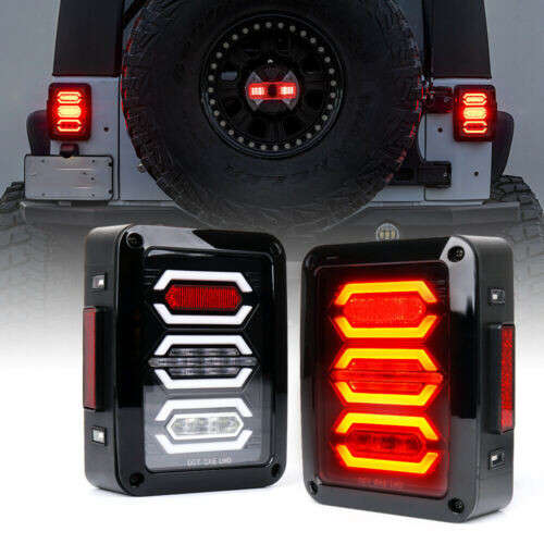 For Jeep Wrangler JKU JK Smoked Avenger 07-18 LED Tail Light W/Turn Signal Lamp