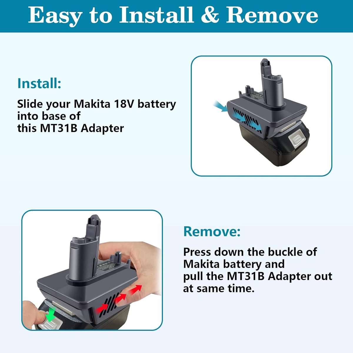 for Dyson DC31 Type B Battery Adapter for Makita 18V Battery to DC35 DC34 Vacuum