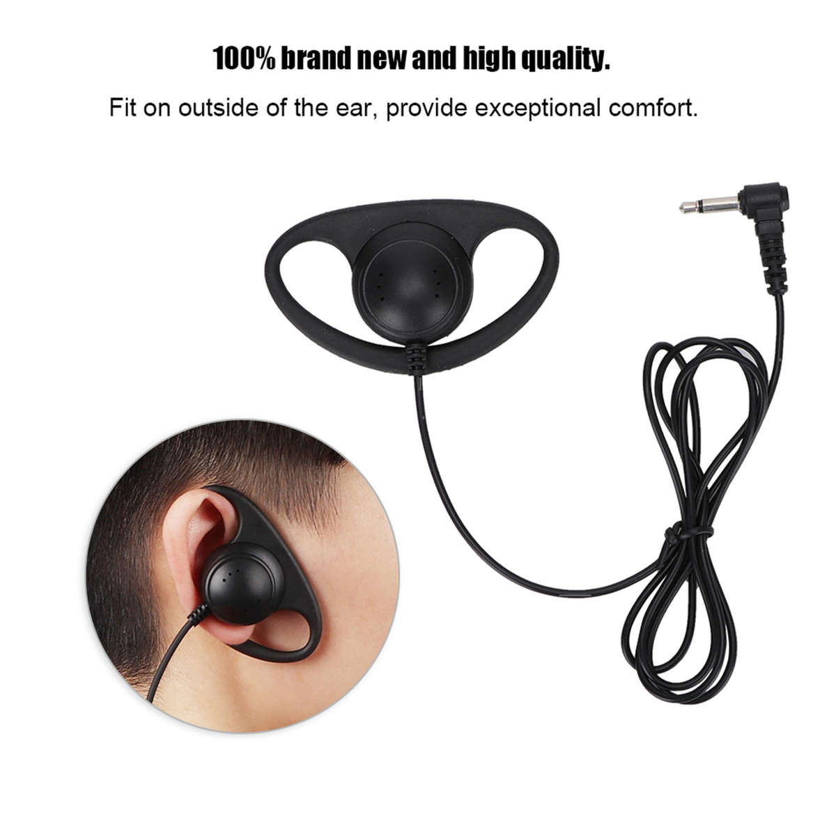 5x 3.5mm Jack D Shape Earpiece Headset For Two Way Radios Walkie Talkie New