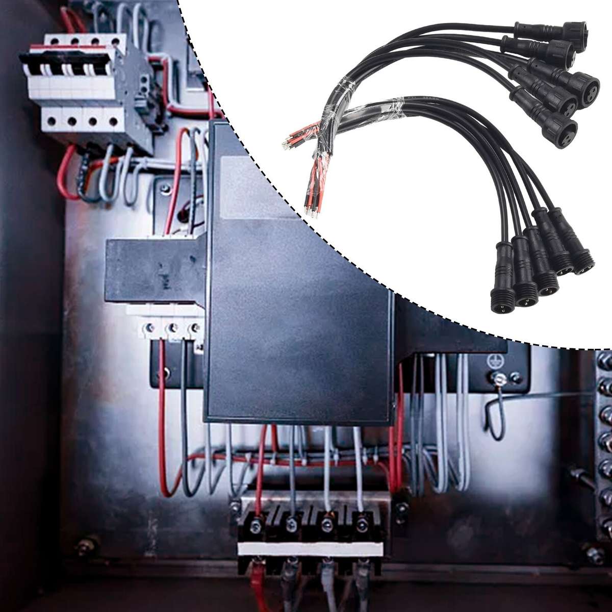 5Pairs 2Pin IP65 Waterproof-Connector 0.3mm Male & Female Black-Cable 22AWG