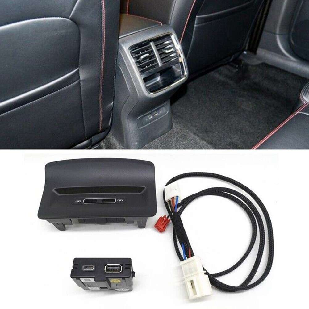 Rear USB Charger Port Socket Kit Upgrade Double Cover For Skoda 5Q0035726L