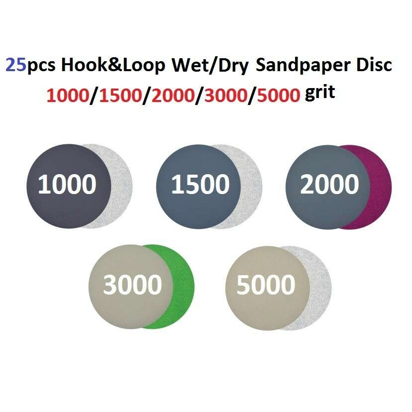 New Sandpaper Attachment 25pcs Wet/Dry 1000 1500 2000 3000 5000 Grit Paper Repla