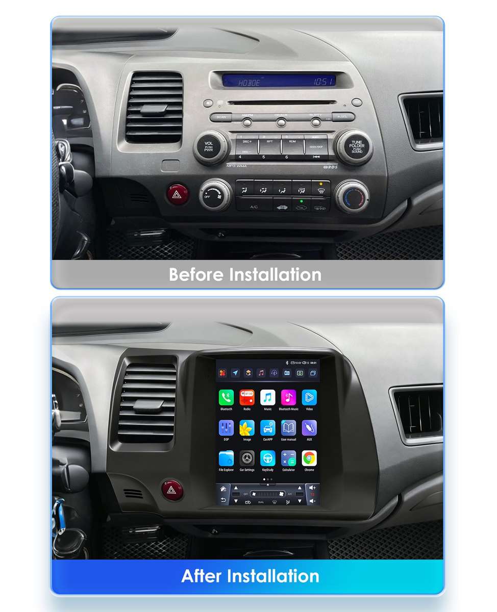 9.7" Screen For Honda Civic 2006-2011 CarPlay Stereo Radio 8Core Android 14 GPS
