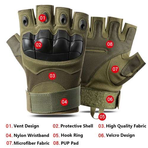 # 1 - Half Finger Glove With hardend Knuckle Unisex GREEN / LARGE