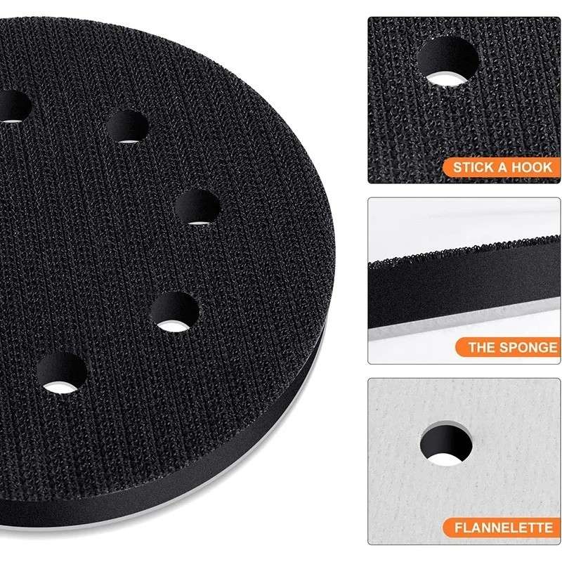 5 Inch 8-Hole Soft Sponge Interface Pad Hook&Loop Sanding Discs for Sanding Pads