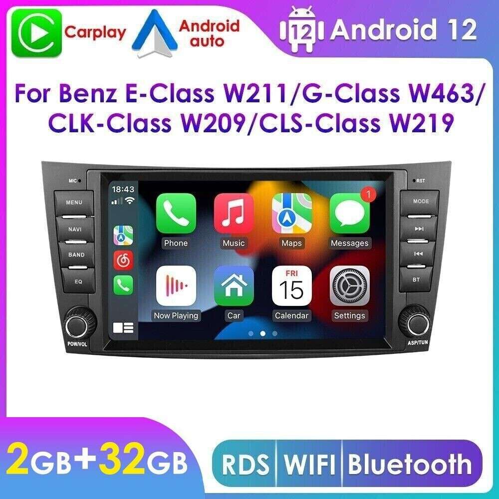 For Mercedes Benz E-W211 E320 E500 E350 CLS-W219 Android 13 CarPlay Radio Stereo
