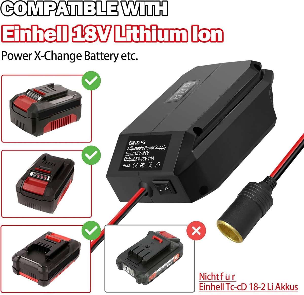 DC 18V to 12V Step Down Converter Adapter for Einhell Buck Converter Regulator