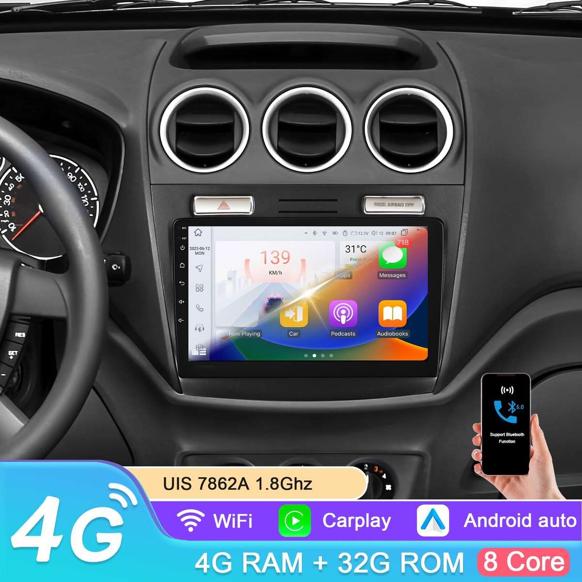 Car Stereo 8Core Android 13 Carplay Radio For Ford Transit Tourneo Connect 10-14
