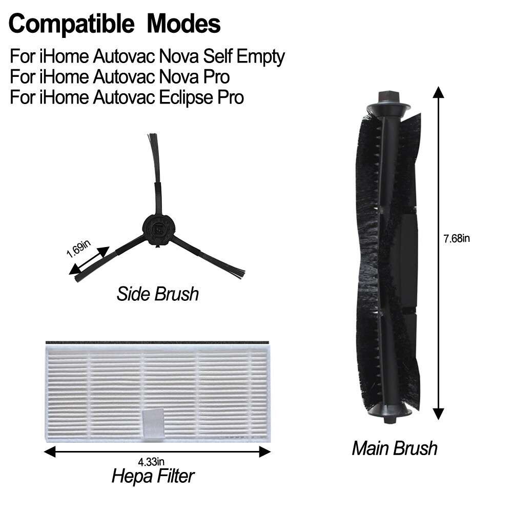 For IHome AutoVac Nova Self Empty IHRV6-BLK, For T10-Main Brush Filter