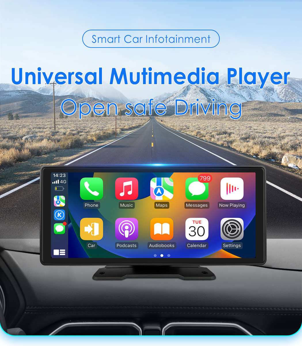 Wireless Apple Carplay Android Auto Portable 10.26" Car Stereo GPS Navi Radio FM