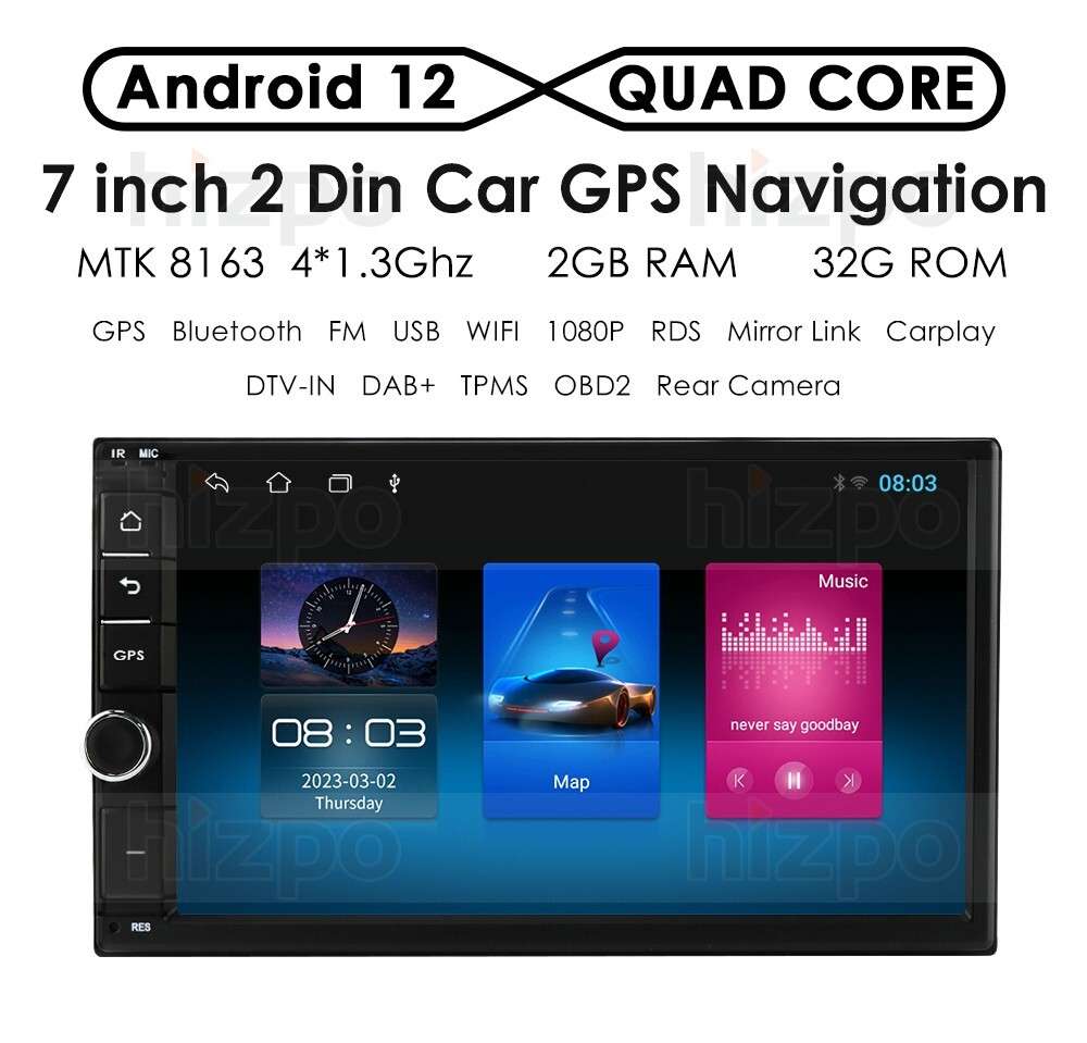 7'' Android 10 2+32GB 2Din Touch Car MP5 Player Stereo FM Radio WiFi GPS NAVI US