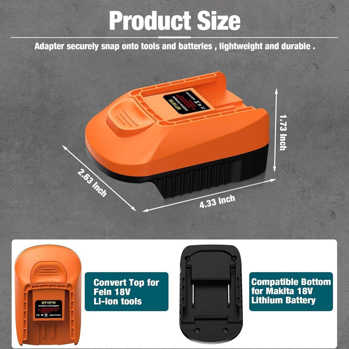 Adapter for Fein 18V Tools for Makita 18V Battery to for Fein 18V Cordless Tool